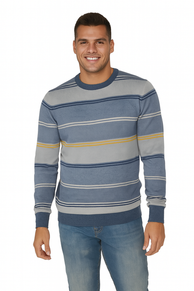 MAGLIONE COTONE UOMO RAGAZZO RIGATO GIROCOLLO MARCA RE DEL MARE ART. 224132