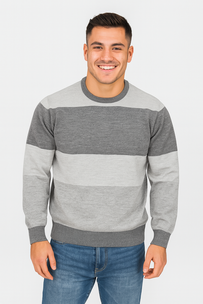 MAGLIONE UOMO GIROCOLLO POLSINI FASCIA RIGHE MARCA SPORTING MARE ART. 1930/80