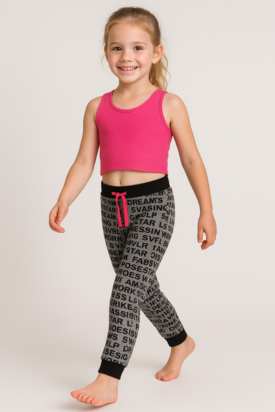 PANTALONE TUTA FELPATO BAMBINA COULISSE POLSINI STAMPA MARCA LOSAN ART.1246034AL