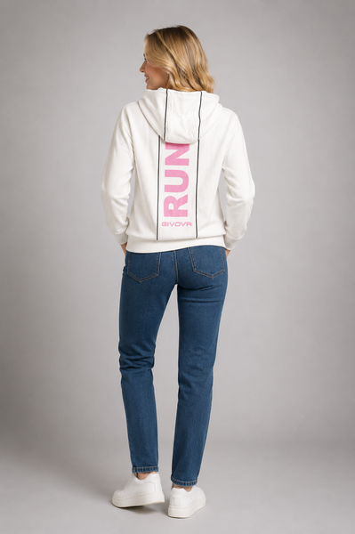 FELPA DONNA RAGAZZA CAPPUCCIO ZIP TASCHE POLSINI LOGO MISTO COTONE MARCA GIVOVA ART.7421F0010
