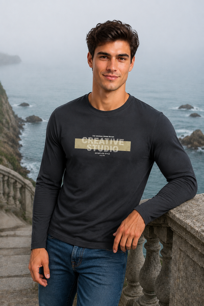 T-SHIRT UOMO LOSAN MANICA LUNGA GIROCOLLO STAMPA COTONE ART. L26WH0107