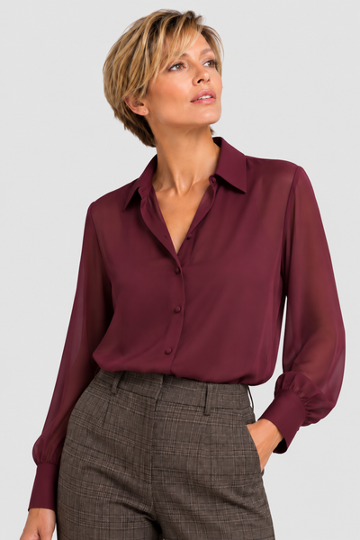 CAMICIA DONNA GRIFFAI MANICA LUNGA A SBUFFO BOTTONI GEORGETTE ART. DGF7584