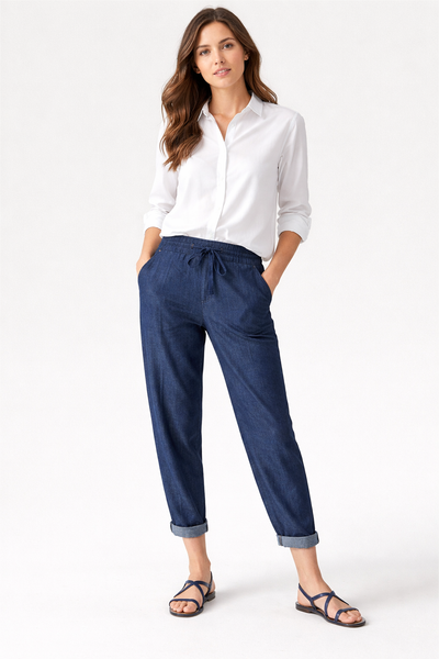 JEANS DONNA RAGNO ELASTICO COULISSE TASCHE RISVOLTO COMODO PRATICO ART. DS87PB