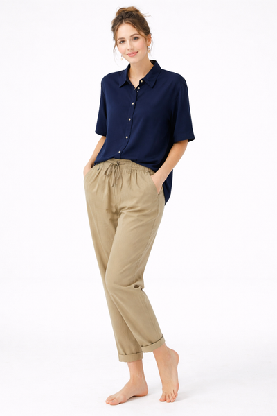 PANTALONE DONNA RAGNO ELASTICO TASCHE JOGGER RISVOLTO ART.DH15PU