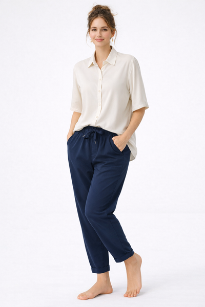 PANTALONE DONNA RAGNO ELASTICO TASCHE JOGGER RISVOLTO ART.DH15PU