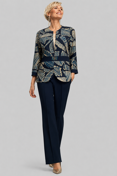 COMPLETO DONNA PERLA PANTALONE GIACCA BLUSA ELEGANTE ART. FRANCIA
