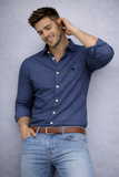 CAMICIA UOMO CORONA FANTASIA MANICHE LUNGHE COLLO CON BOTTONCINI TASCHINO E LOGO PURO COTONE ART RETTORE