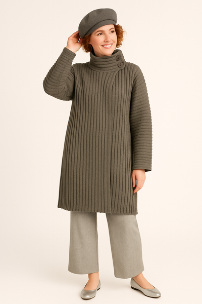 CAPPOTTO MAGLIA DONNA LAURA BIAGIOTTI LAVORATO COSTE BOTTONI ART. 3704