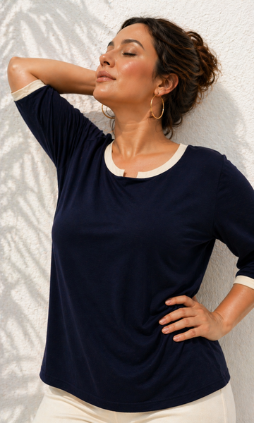 T-SHIRT DONNA SILCO CONFORMATA GIROCOLLO MANICA TRE QUARTI BORDINO ART.526