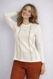 MAGLIA DONNA LAURA BIAGIOTTI MANICA 3/4  GIROCOLLO STRASS VISCOSA ART. 26P2901