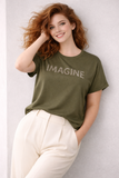 T-SHIRT DONNA GLIGLIOROSSO TAGLIE OVER MANICA CORTA GIROCOLLO STRASS VISCOSA ART. 26041