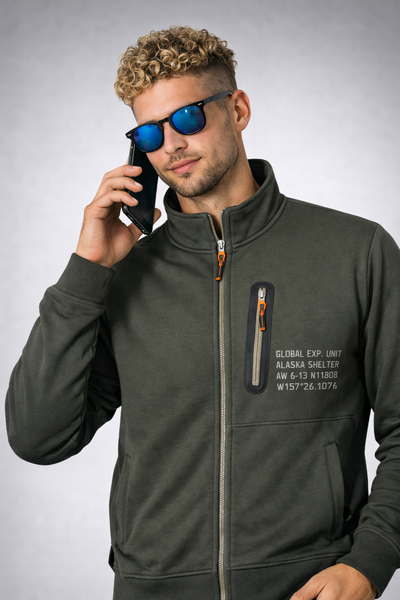 FELPA UOMO AVIREX GARZATA ZIP TASCHE POLSINI COMODA PRATICA ART.AX0718