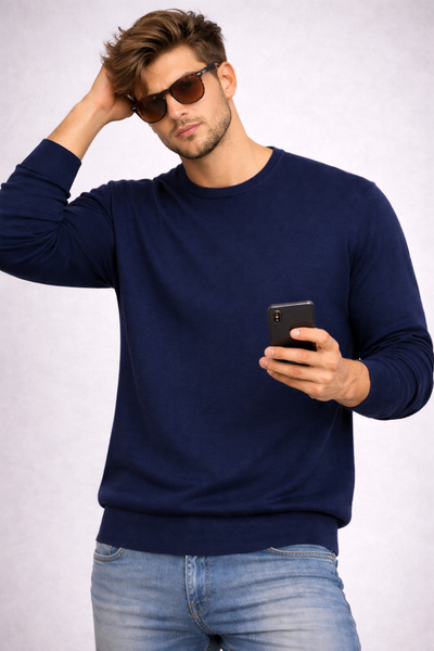 MAGLIONE UOMO COVERI OVER COTONE GIROCOLLO POLSINI FASCIA ART.OTR3382