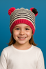CAPPELLO BAMBINA RIGHE PON PON PILE MORBIDO CALDO MARCA ELLEPI ART. BH7909