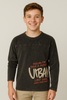 T-SHIRT RAGAZZO COTONE GIROCOLLO MANICA LUNGA STAMPA SBIADITA MARCA LOSAN ART. LJBA0103_2303