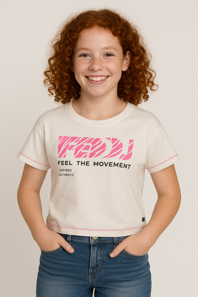 T-SHIRT RAGAZZA COTONE GIROCOLLO MEZZA MANICA STAMPA CORTA LARGA MARCA LOSAN ART. 31G-1000AL