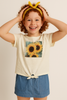 T-SHIRT RAGAZZA NODO STAMPA GIRASOLI COTONE MAECA LOSAN ART.21G1025AL