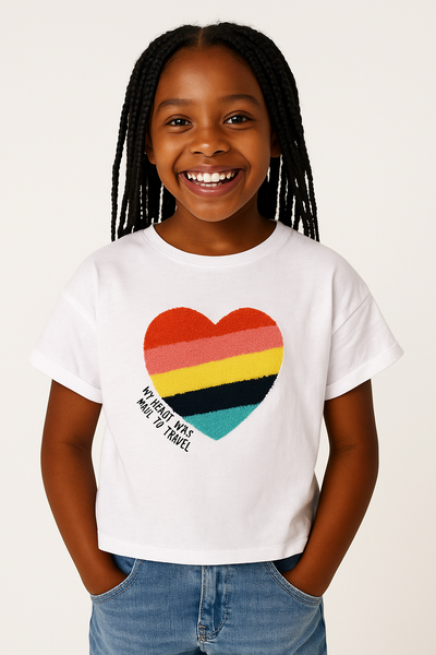MAGLIA BAMBINA COTONE CUORE MANICA CORTA NODO MARCA LOSAN ART.114 1008AL