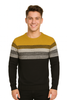 MAGLIONE UOMO COTONE GIROCOLLO POLSINI FASCIA RIGATO MARCA LOSAN ART.LMNAP0202_23012