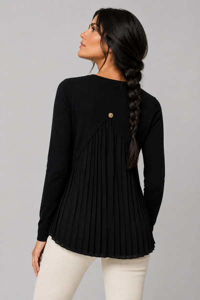 MAGLIONE DONNA GRIFFAI GIROCOLLO CON GEORGET E BOTTONE GIOIELLO ART. DGF7012