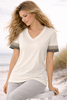 T-SHIRT DONNA GAIA SCOLLO V MEZZA MANICA COLORE STRASS COMODA PRATICA ART.158