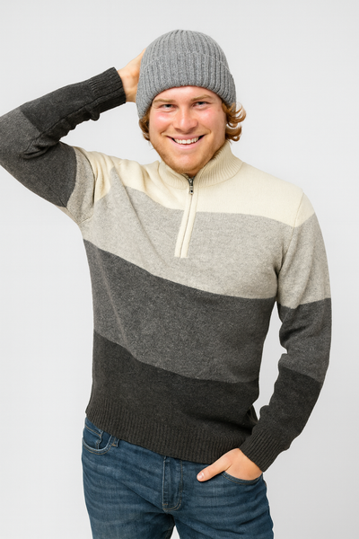 MAGLIONE UOMO ENRICO COVERI LUPETTO MEZZA ZIP RIGHE LANA ART. EC152