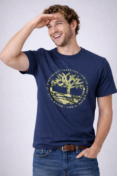 T-SHIRT UOMO RAGAZZO TIMBERLAND COTONE GIROCOLLO MEZZA MANICA LOGO ART.TB0A5MVR