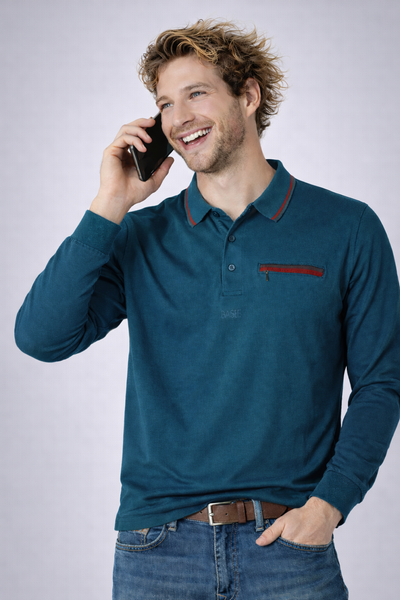 POLO UOMO BASILE  COTONE BOTTONI POLSINI SPACCHETTI TASCA CERNIERA PROFILO ART.BE0217