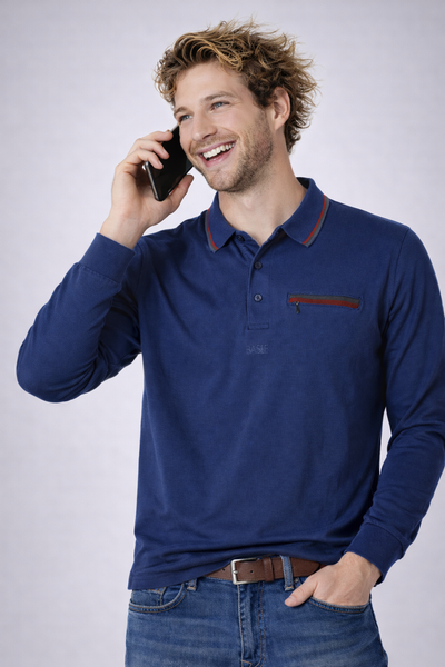 POLO UOMO BASILE  COTONE BOTTONI POLSINI SPACCHETTI TASCA CERNIERA PROFILO ART.BE0217