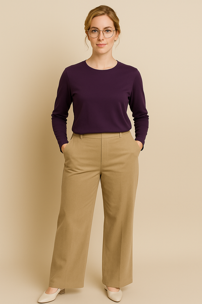 PANTALONE DONNA GRIFFAI PALAZZO TASCHE ELASTICO BOTTONE CERNIERA ART. 5985