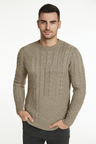 MAGLIONE UOMO GIROCOLLO POLSINI FASCIA LAVORAZIONE MARCA LOSAN ART22K-5029AL.