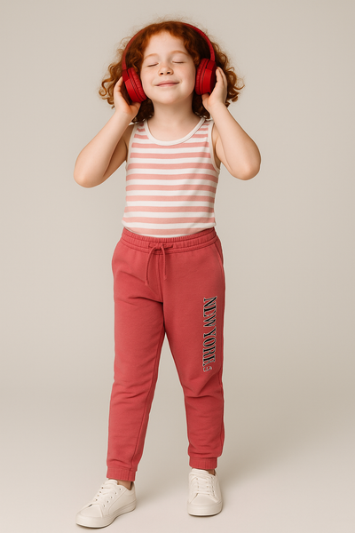 PANTALONI TUTA RAGAZZA COULISSE TASCHE POLSINI SCRITTA GLITTER MARCA LOSAN ART. LJGA060123045