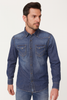 CAMICIA UOMO JEANS MANICA LUNGA AUTOMATICI TASCHE STONDATA MARCA GAS ART.KANT96682
