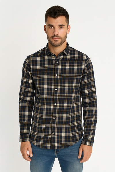 CAMICIA UOMO COTONE BOTTONI SCOZZESE STONDATA MARCA GAS ART. KIN/S A5326