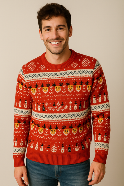 MAGLIONE UOMO RAGAZZO NATALIZIO GIROCOLLO FANTASIA MARCA CHRISTMAS SWEATS ART. 23ORGA7
