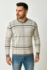 MAGLIONE UOMO GIROCOLLO POLSINI FASCIA RIGHE MARCA 20 TERZI ART.1070/80