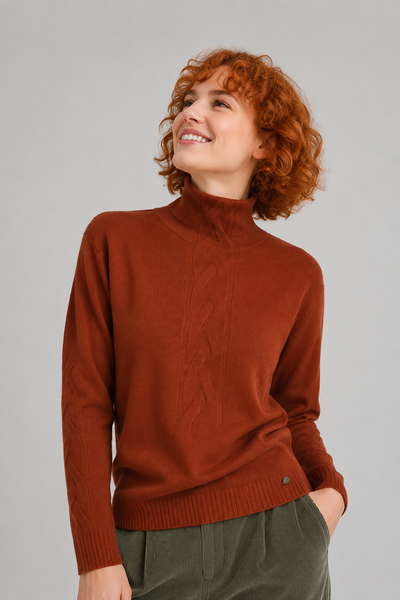 MAGLIONE DONNA RIVA TRICOT LUPETTO TRECCIA LANA MERINO ART. B515630