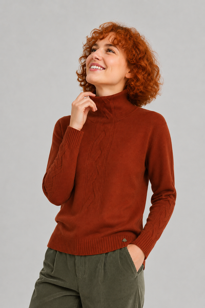MAGLIONE DONNA RIVA TRICOT LUPETTO TRECCIA LANA MERINO ART. B515630