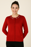 CARDIGAN DONNA COVERI GIROCOLLO BOTTONI STRASS ART. DC1241
