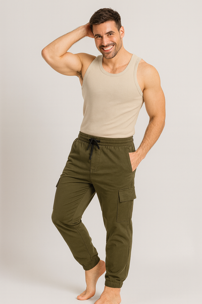 PANTALONE UOMO LOSAN CARGO TASCHE TASCONI POLSINI ELASTICO ART. LMNAP0402 25022