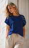 T-SHIRT DONNA GRIFFAI MANICA CORTA CON RICAMI E STRASS COTONE ART. DGP7808