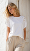 T-SHIRT DONNA GRIFFAI MANICA CORTA CON RICAMI E STRASS COTONE ART. DGP7808