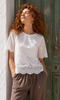 CASACCA DONNA GRIFFAI GIROCOLLO BOTTONE MANICA CORTA PIZZO SANGALLO COTONE ART. DGP8001
