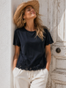 T-SHIRT DONNA GRIFFAI MANICA CORTA GIROCOLLO BORDI CON FIORI RICAMATI COTONE ART. DGP7809