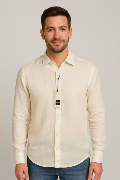 CAMICIA UOMO RAGAZZO MANICA LUNGA LINO SLIM FIT MARCA URBAN RING ART. UR613003
