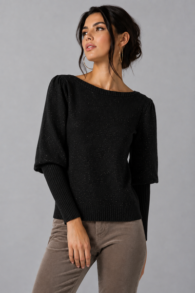 MAGLIONE DONNA GRIFFAI MANICHE PALLONCINO MICRO PAILLETTES VISCOSA ART. DGF6950