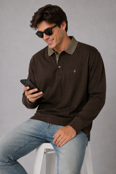 POLO UOMO COVERI MANICA LUNGA CALDO COTONE POLSINI ART. PL5254