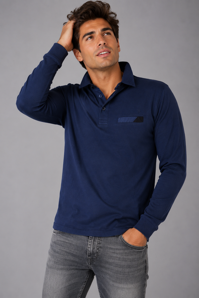 POLO UOMO COVERI MANICA LUNGA TASCHINO  CALDO COTONE ART. PL5255