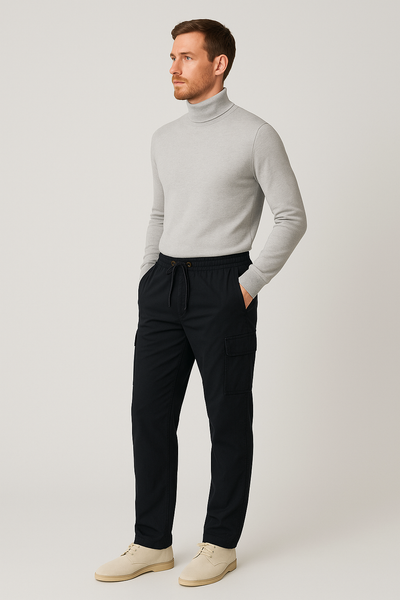 PANTALONE UOMO EUROPEAN PROJECT CARGO TASCHE TASCONI ELASTICO ZIP BOTTONE CALDO COTONE ART. JACOPO-10