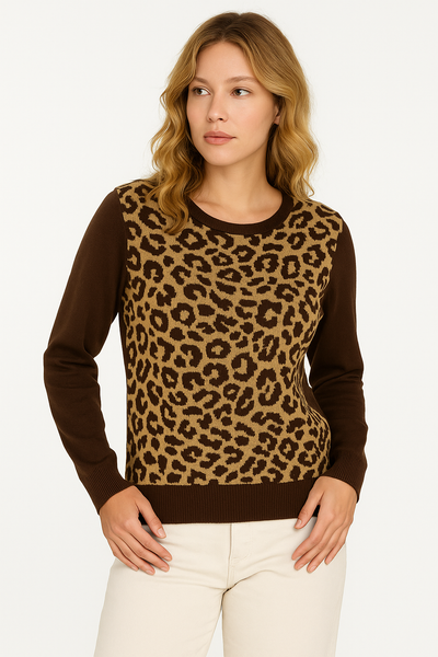 MAGLIONE DONNA COVERI GIROCOLLO ANIMALIER LUREX VISCOSA ART. DC1253